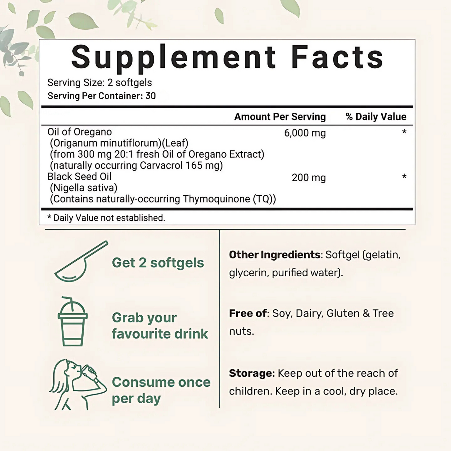 OREGANO OIL WITH BLACK SEED OIL - 300 SOFTGELS